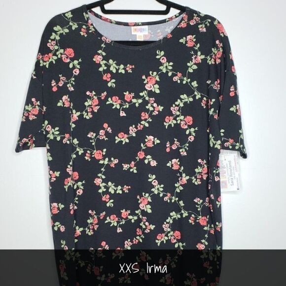 LuLaRoe Irma Tunic XXS Floral Pink Green Black NEW - Picture 1 of 1